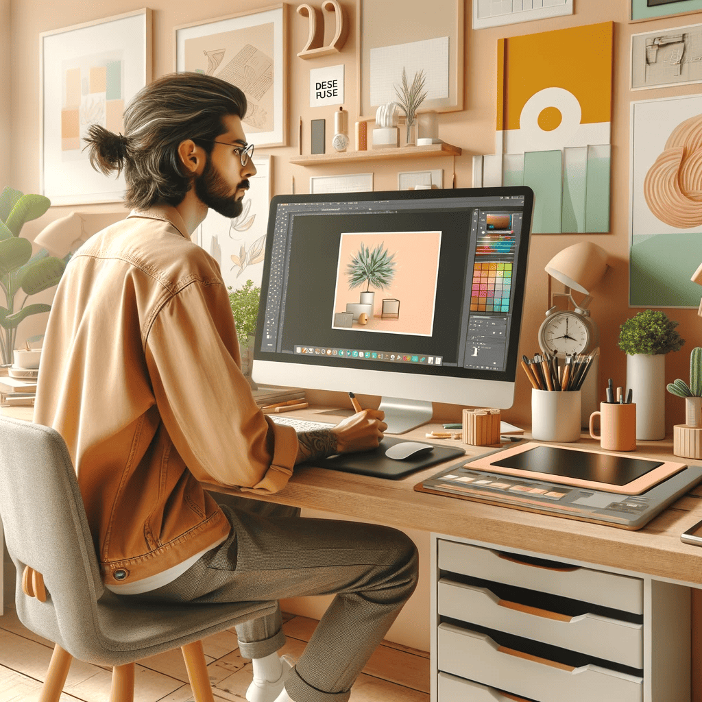 A graphic designer at their computer