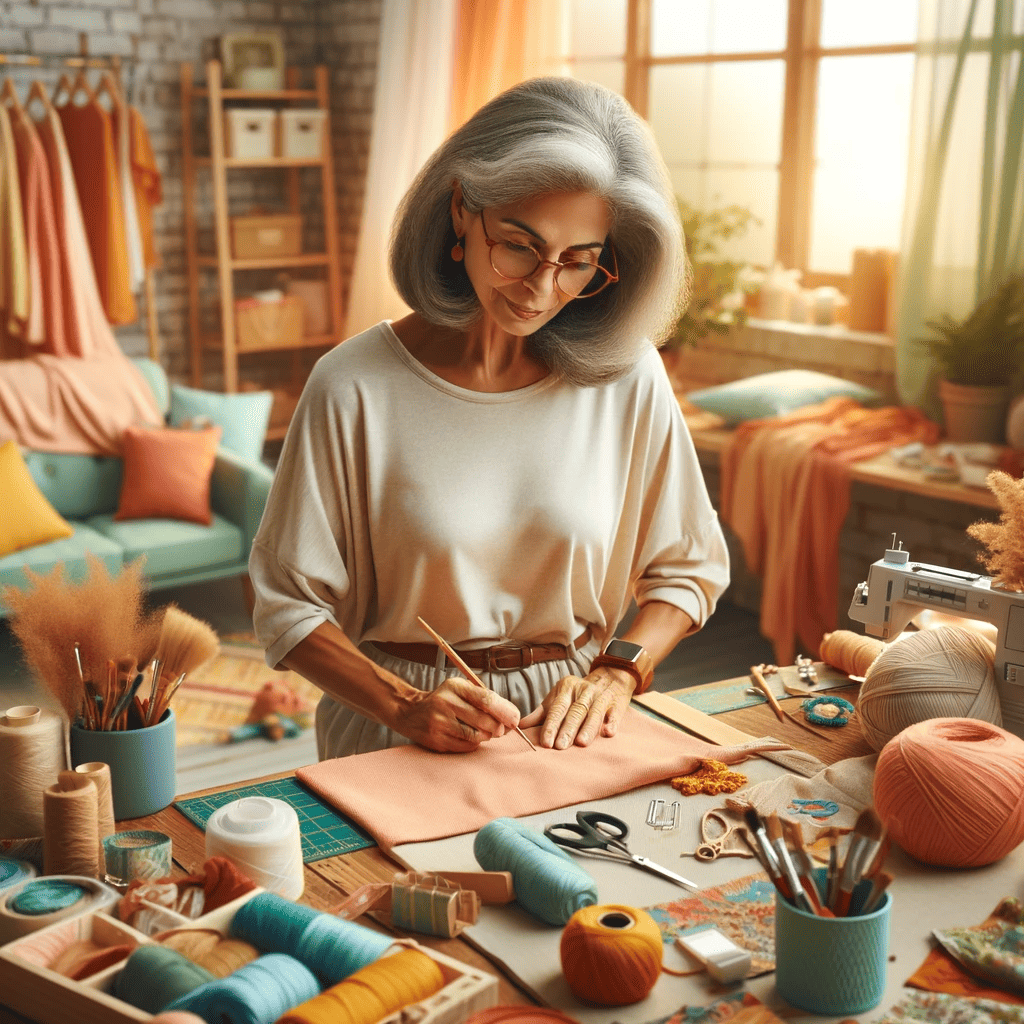 a woman crafting
