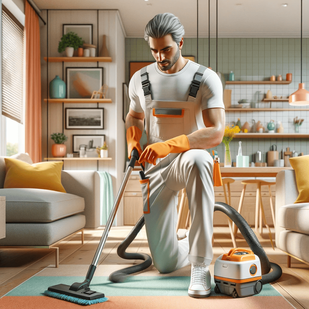 A man cleaning a house