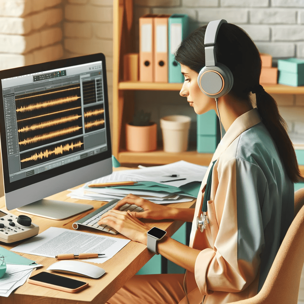 A medical transcriptionist