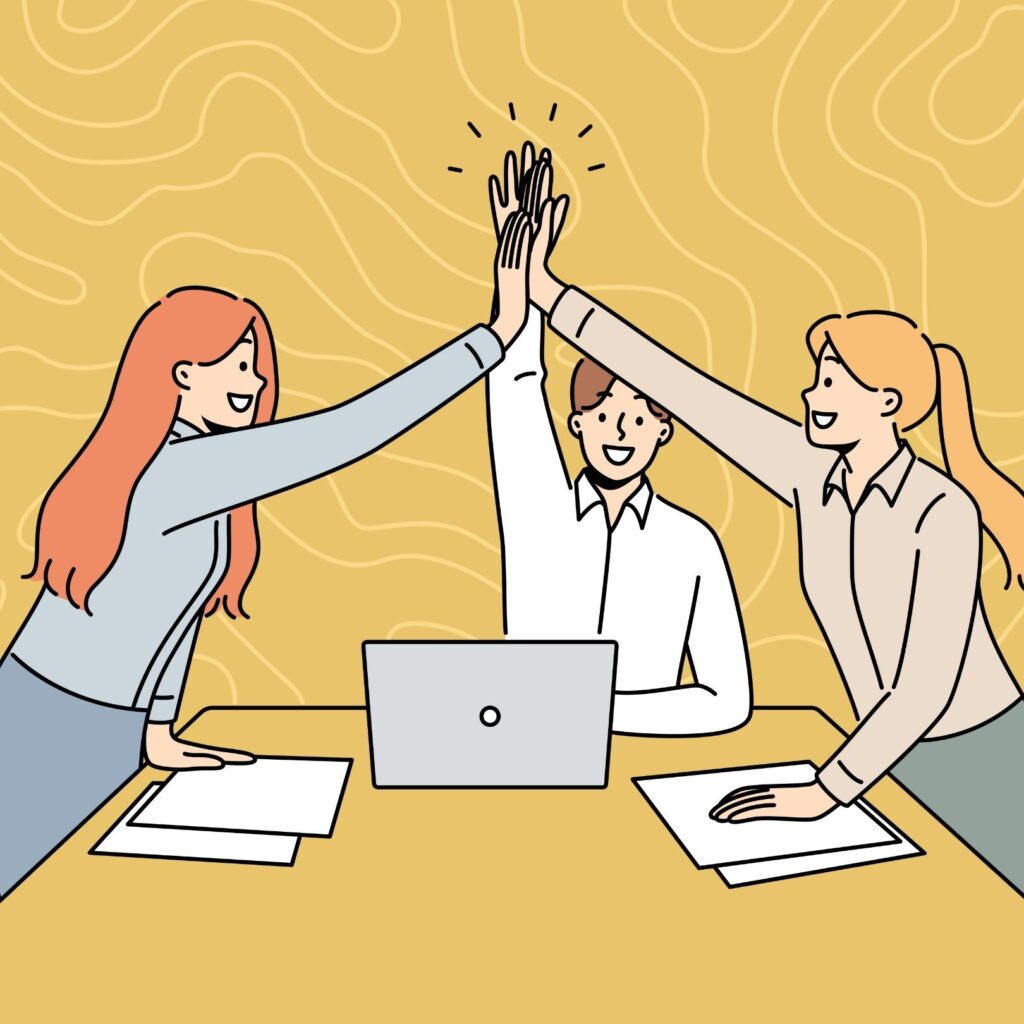 Partners high-fiving