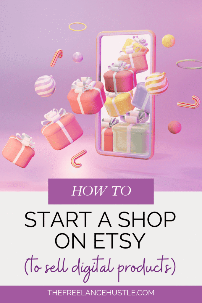 Pin image for How to start an etsy shop to sell digital products.